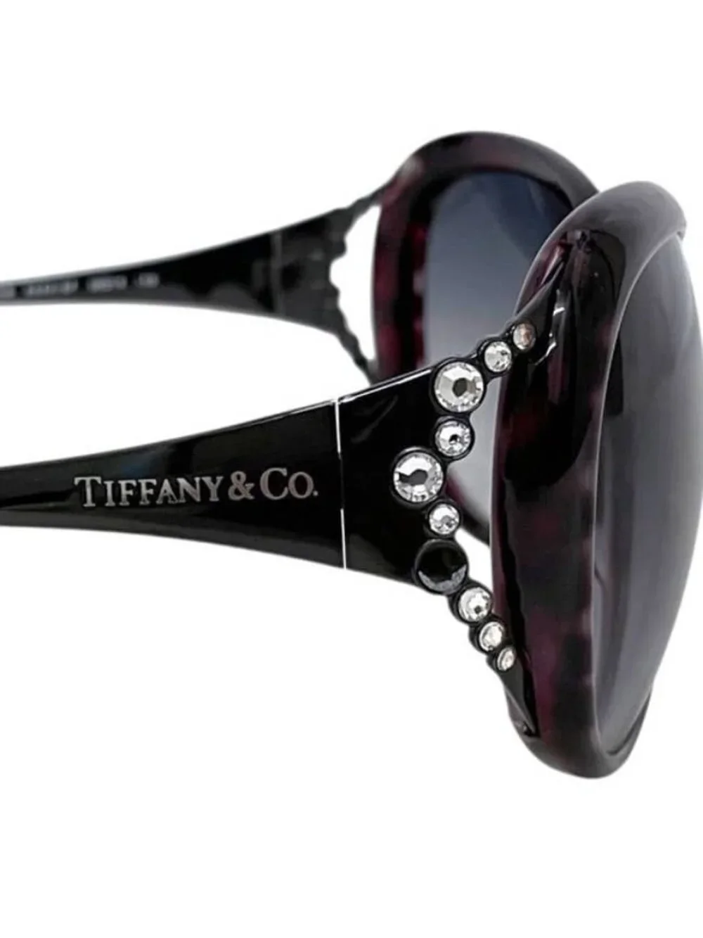 Tiffany & Co Sunglasses Purple Black Acetate Rhinestone Eyewear Simple